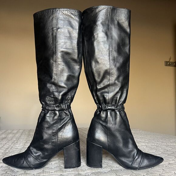Zadig & Voltaire Paris Glimmer Black Leather Tall‎ Heeled Boots Women 5.5 EU 36 - Picture 5 of 16
